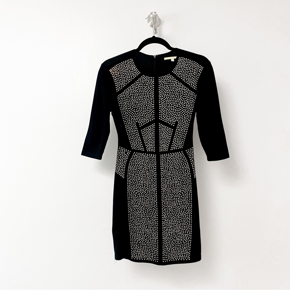 Gianni Bini Holiday Chic Studded Bodycon Cocktail Dress Black‎ Gold